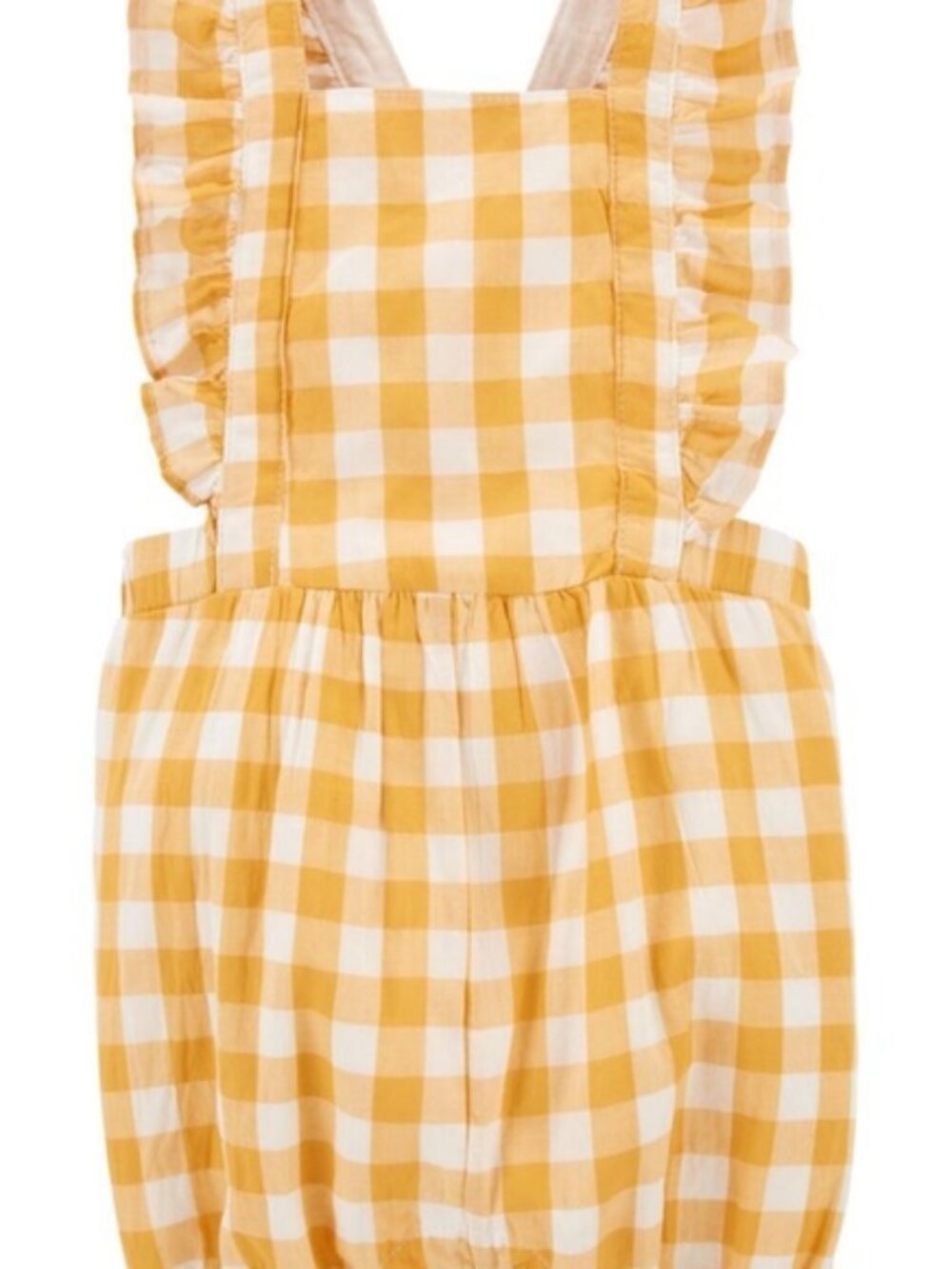 Yellow gingham baby romper